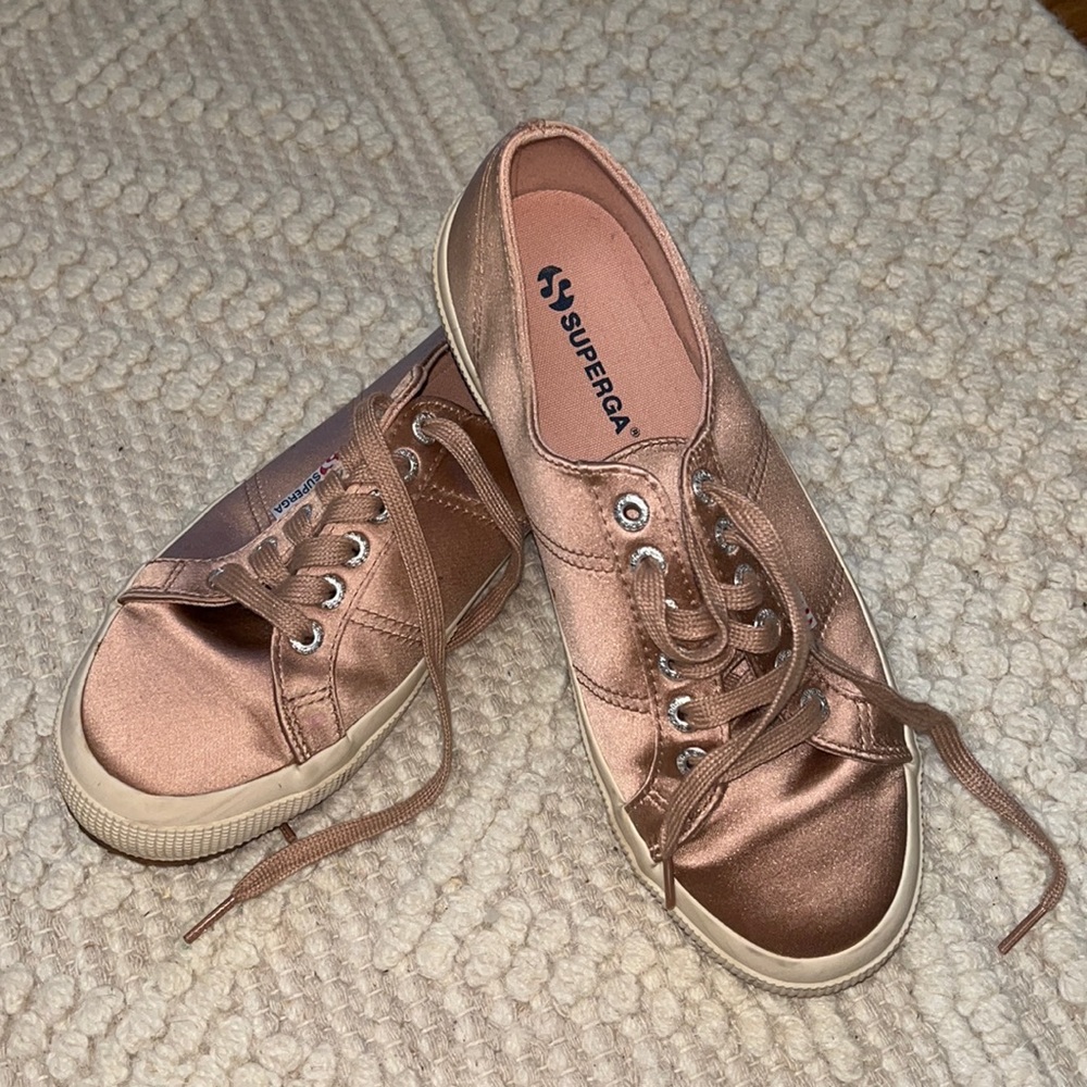 Satin rose colored sneakers